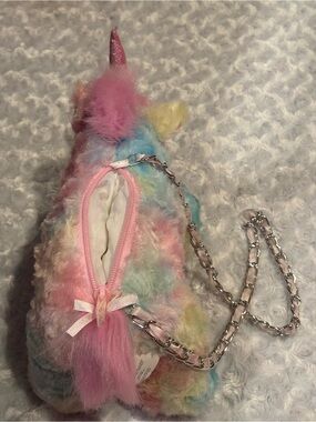 Plush Multicolor Unicorn Crossbody Bag for Kids - Pink Accent